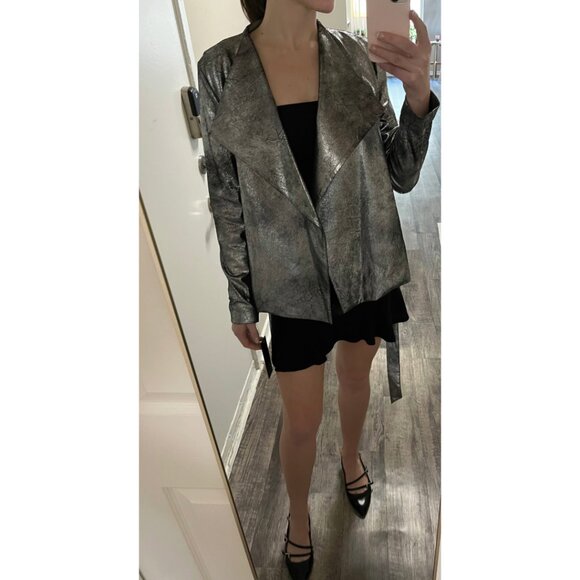 Donna Karan Women's Belted Metallic Jacket - Picture 14 of 16